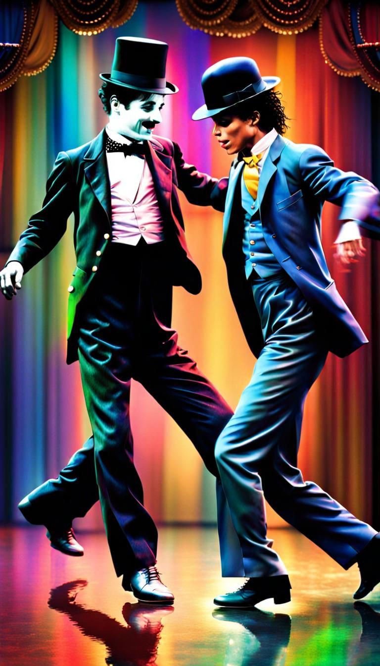 Chaplin and Jackson Moonwalk in a Theater