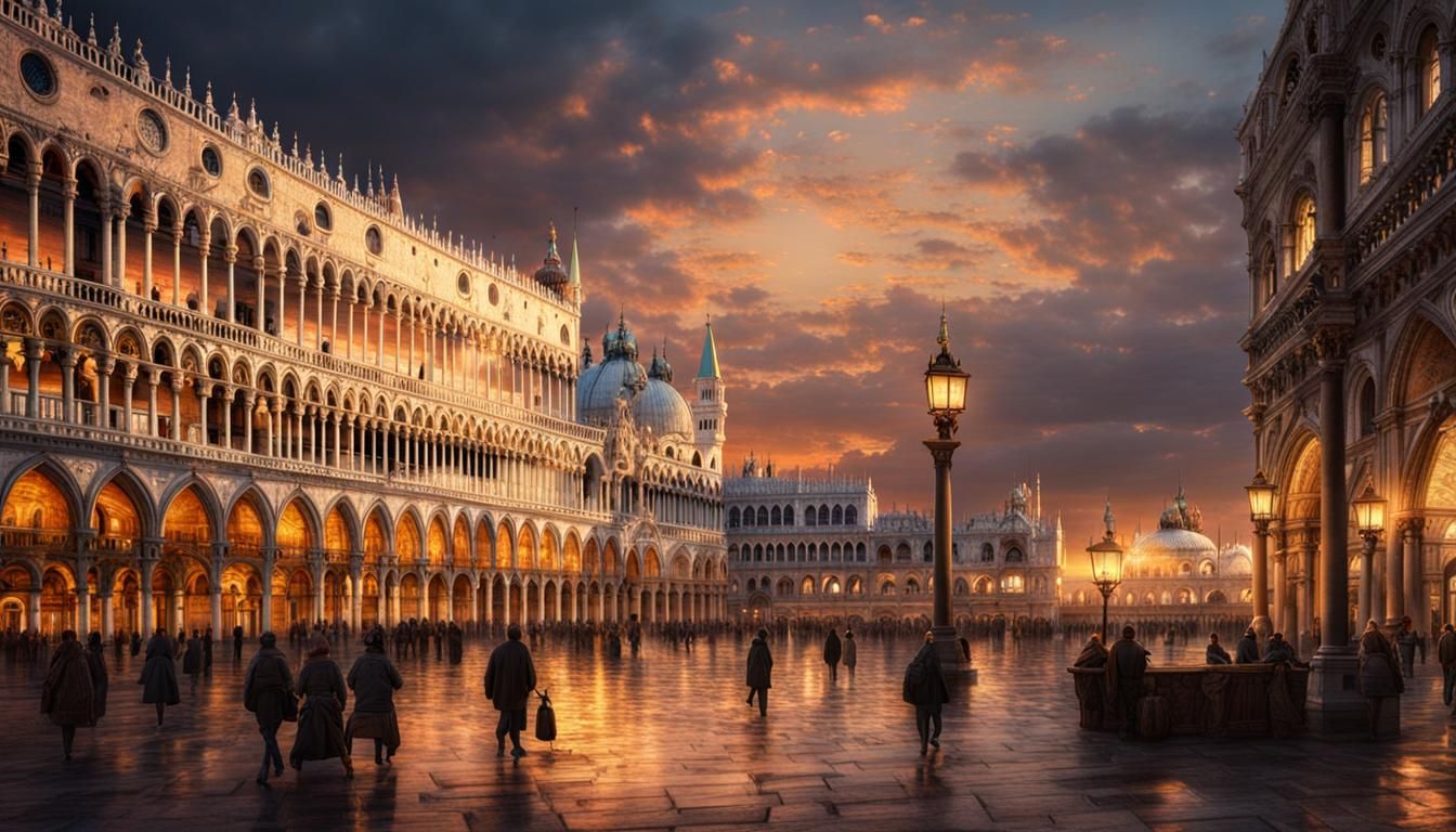 Piazza San Marco Sunset: Digital Matte Painting