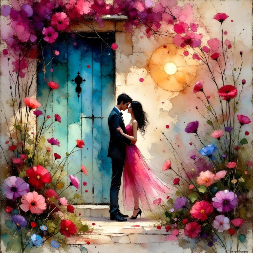 Romantic Surrender in Vibrant Watercolor