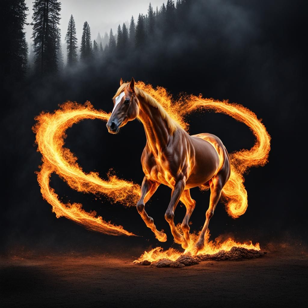 Fiery Steed: A Horse Made of Flames