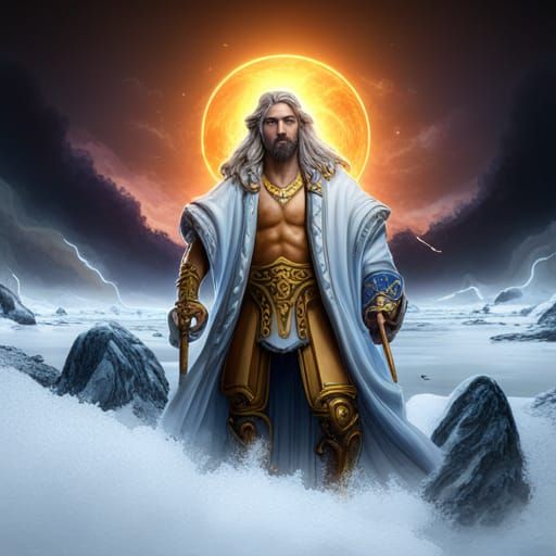 Zeus with Godly Powers in Detailed Matte Painting