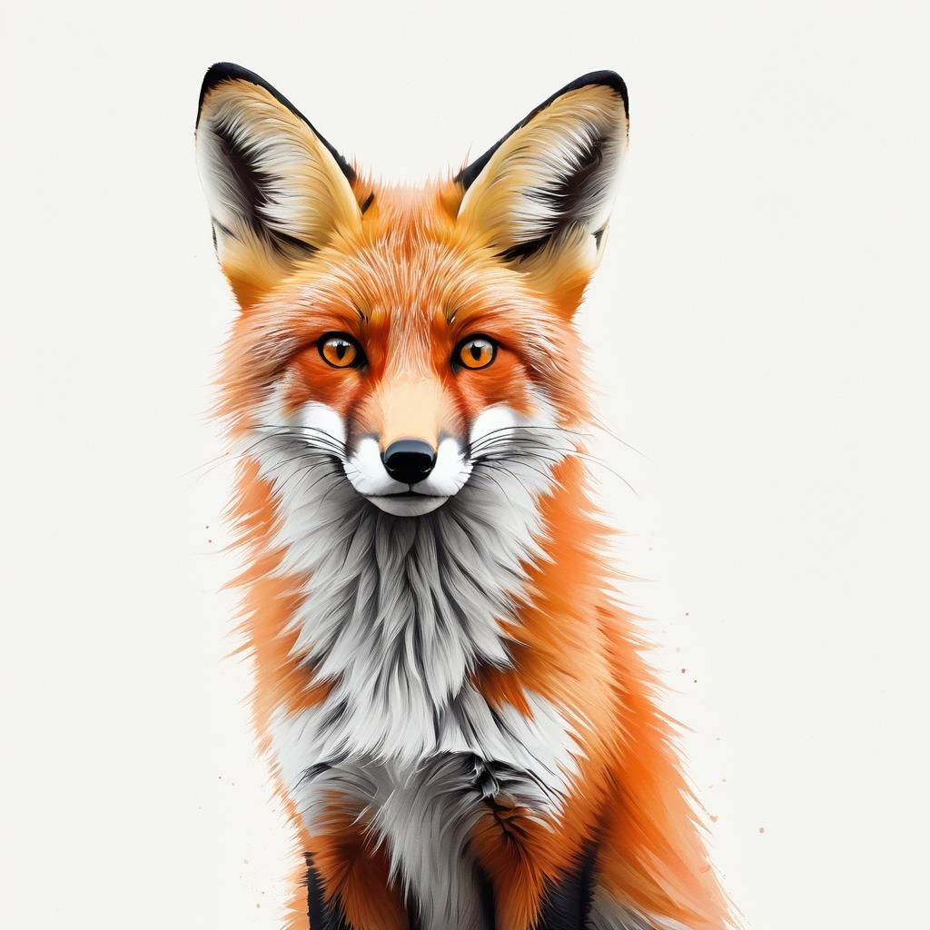 Red Fox Portrait in Pastel Nursery Art Style