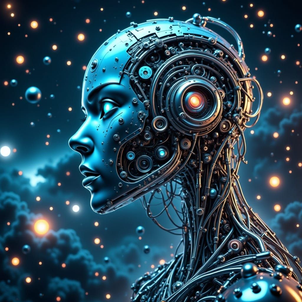 Majestic Robot in Celestial Expanse