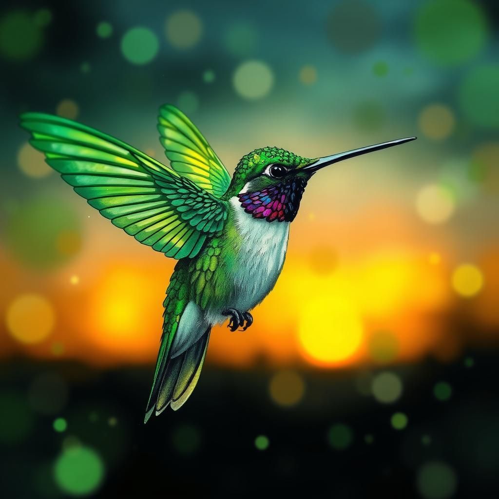 Buzzing Green Hummingbird Fantasy 💚 v2