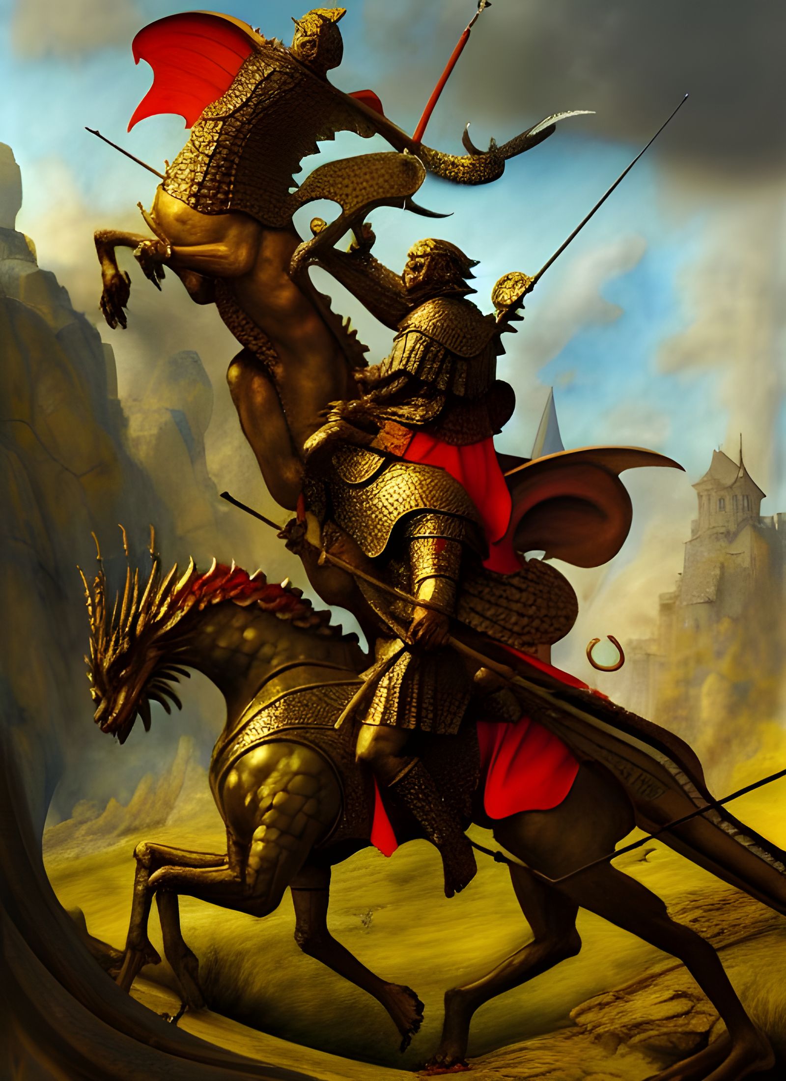 St George and the Dragon in Illuminated Manuscript Style