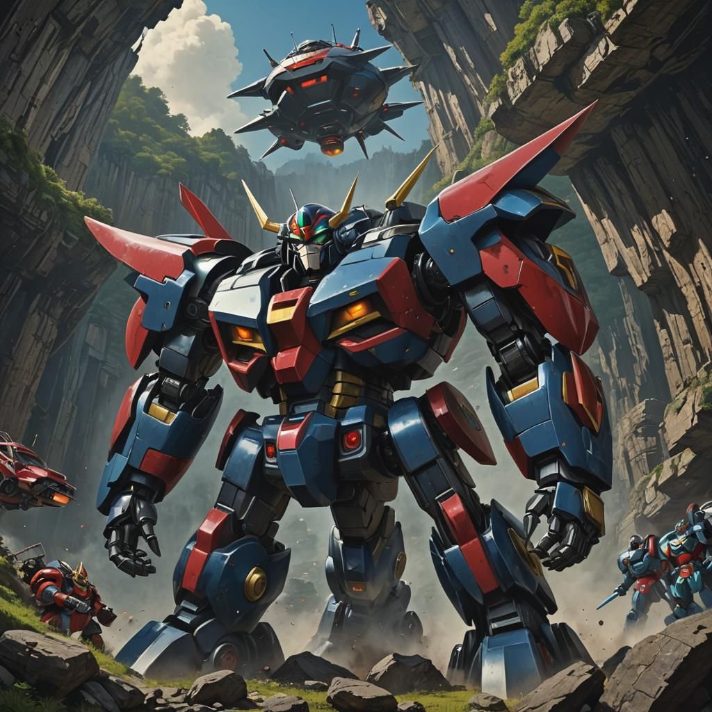 Grendizer Robot in Realist Style, Detailed Matte Painting