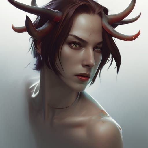 Detailed Portrait of Devil Sage in Art Nouveau Style