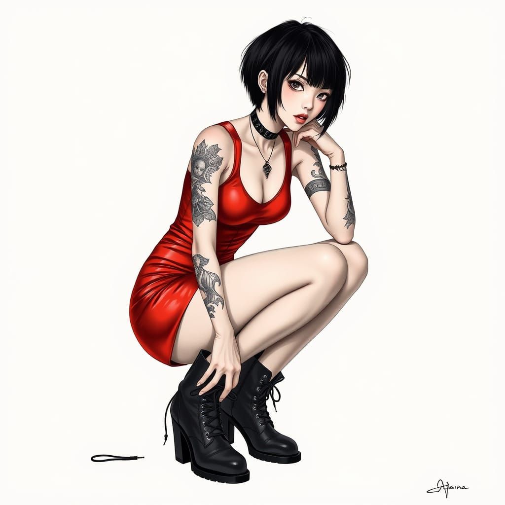 Futuristic Japanese Warrior in Charcoal Vector Style