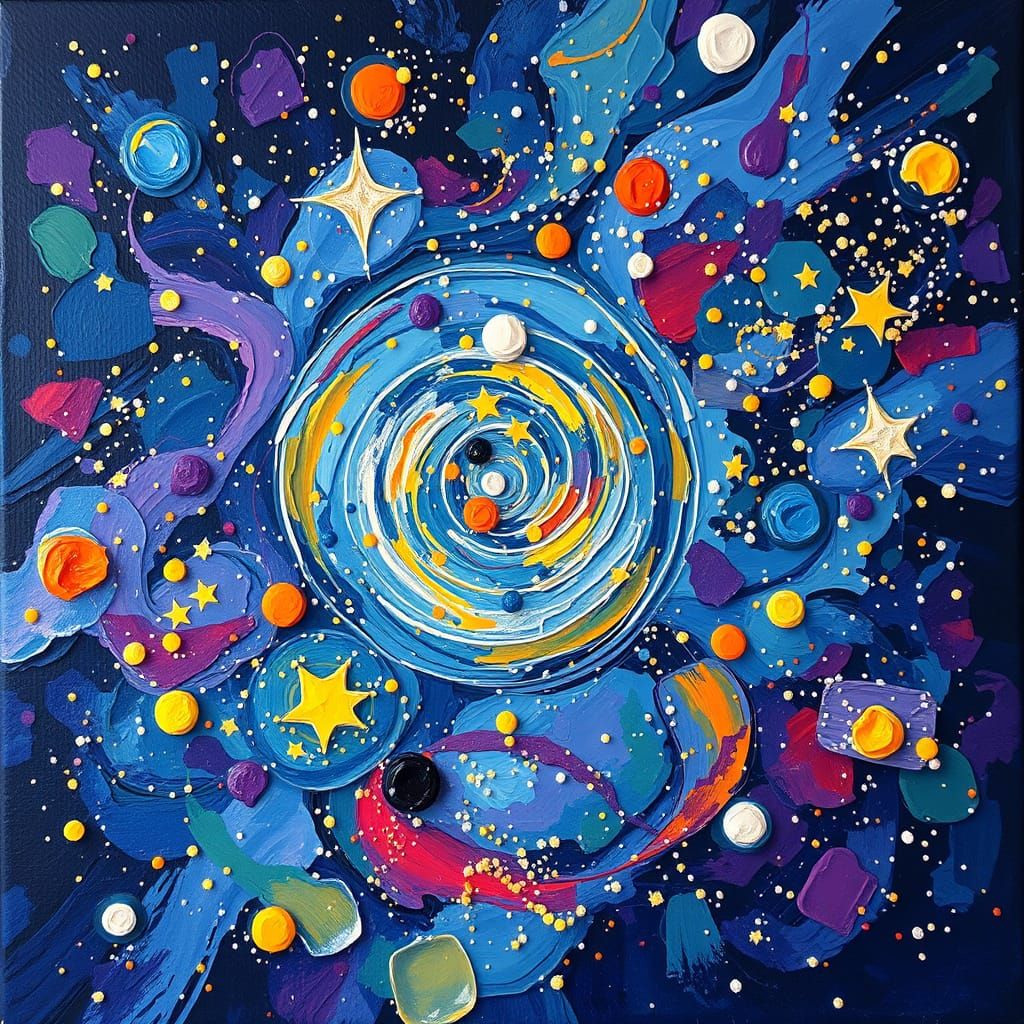 Neo-Impressionist Galaxy Landscape with Vibrant Textures