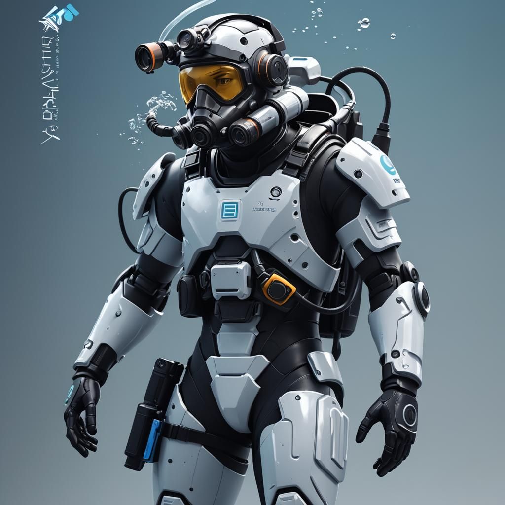 Detailed 3D Anime Scuba Trooper Concept Art