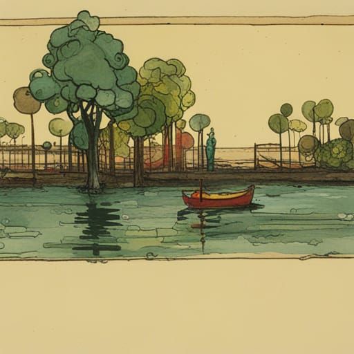 Expressionist Landscape with Cartoon Elements