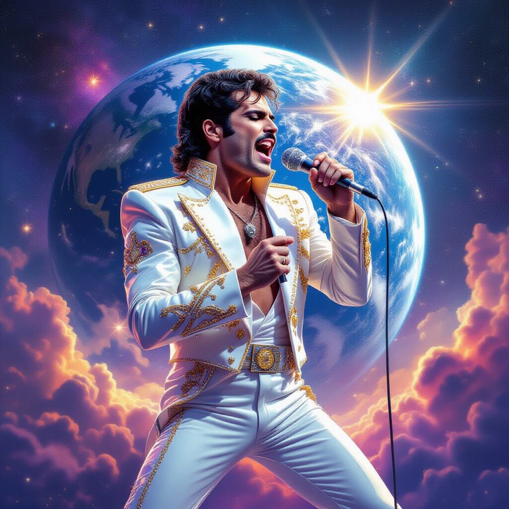 Freddie Mercury Sings in Cosmic Outer Space