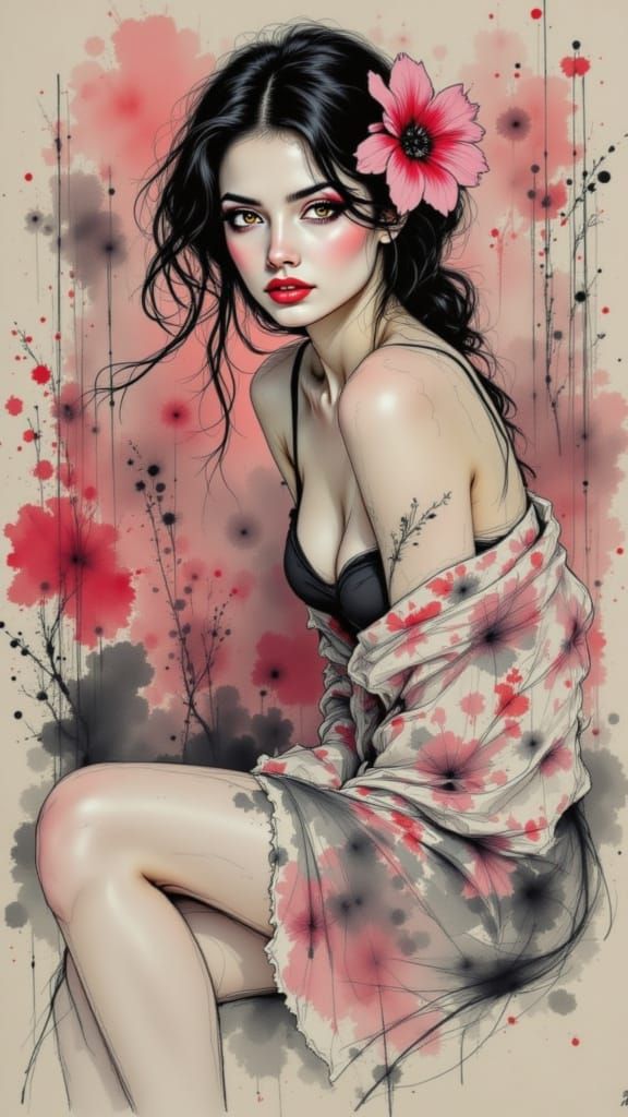 Ethereal Japanese-Inspired Watercolor Art