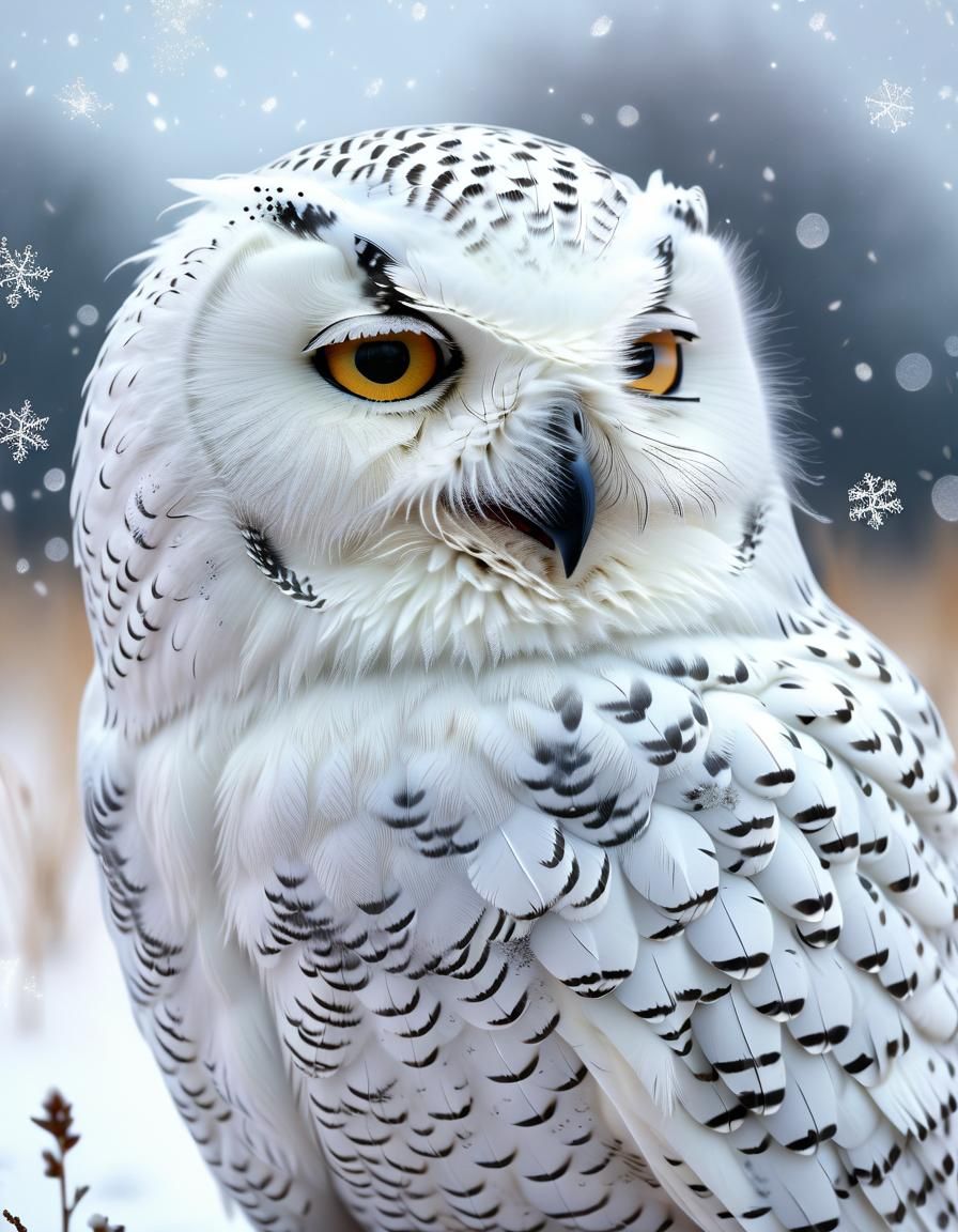 Majestic Snowy Owl in Winter Wonderland