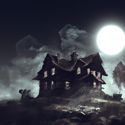 Spooky Haunted House Landscape in Digital Painting