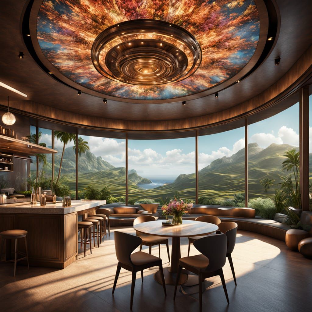 Majestic UFO Descends into Vibrant Landscape