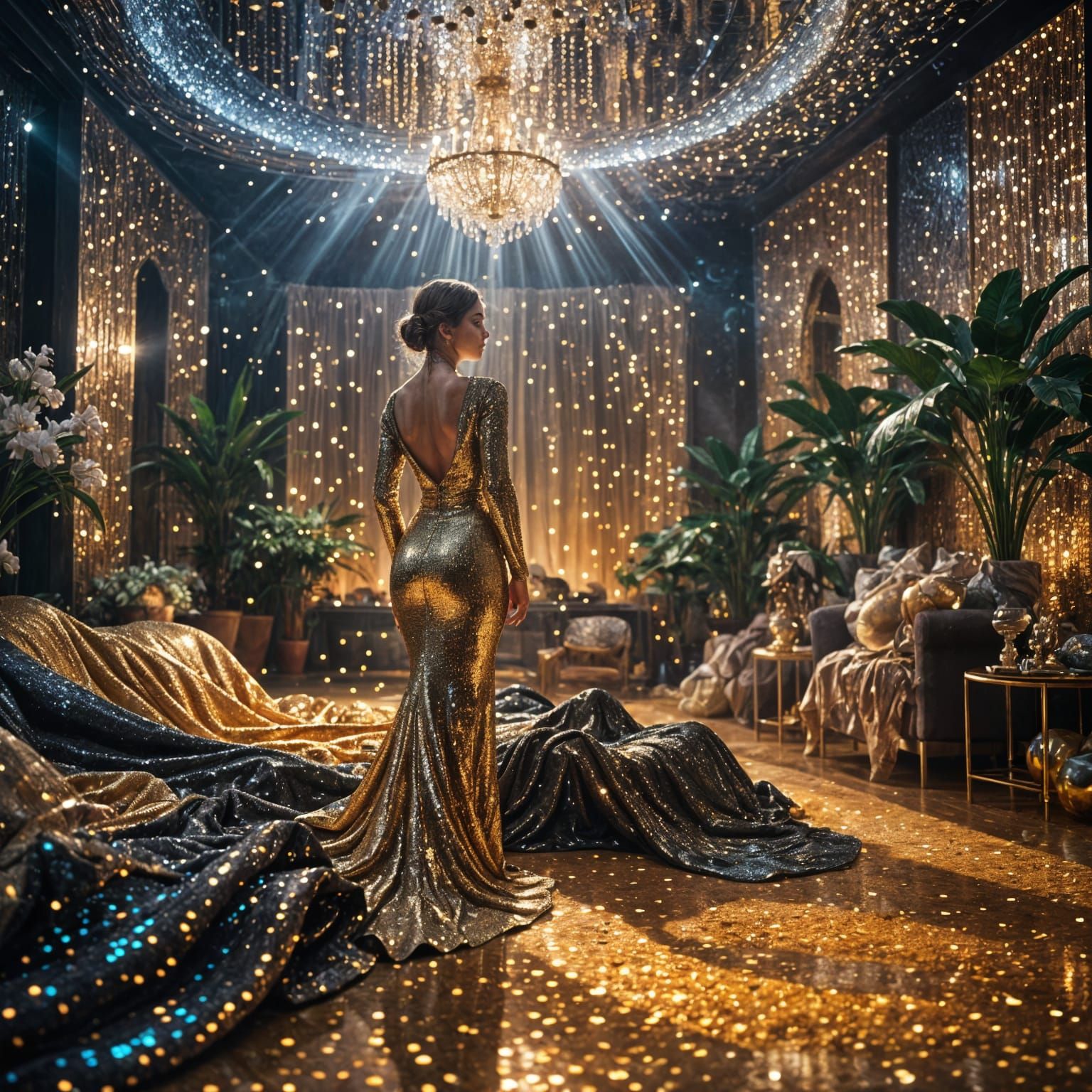 Glistening Sequin Cityscape in Stunning 3D