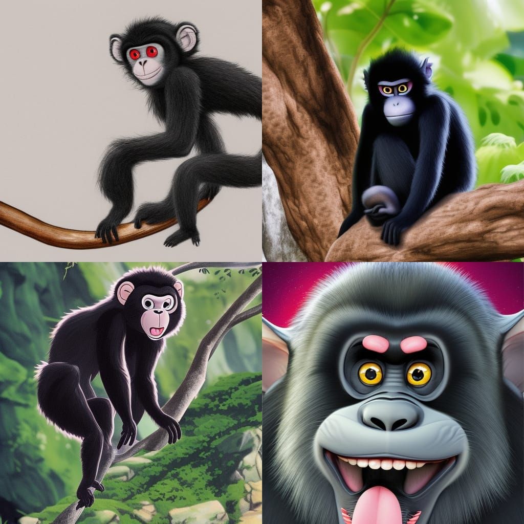 Black Monkey in Studio Ghibli Anime Style