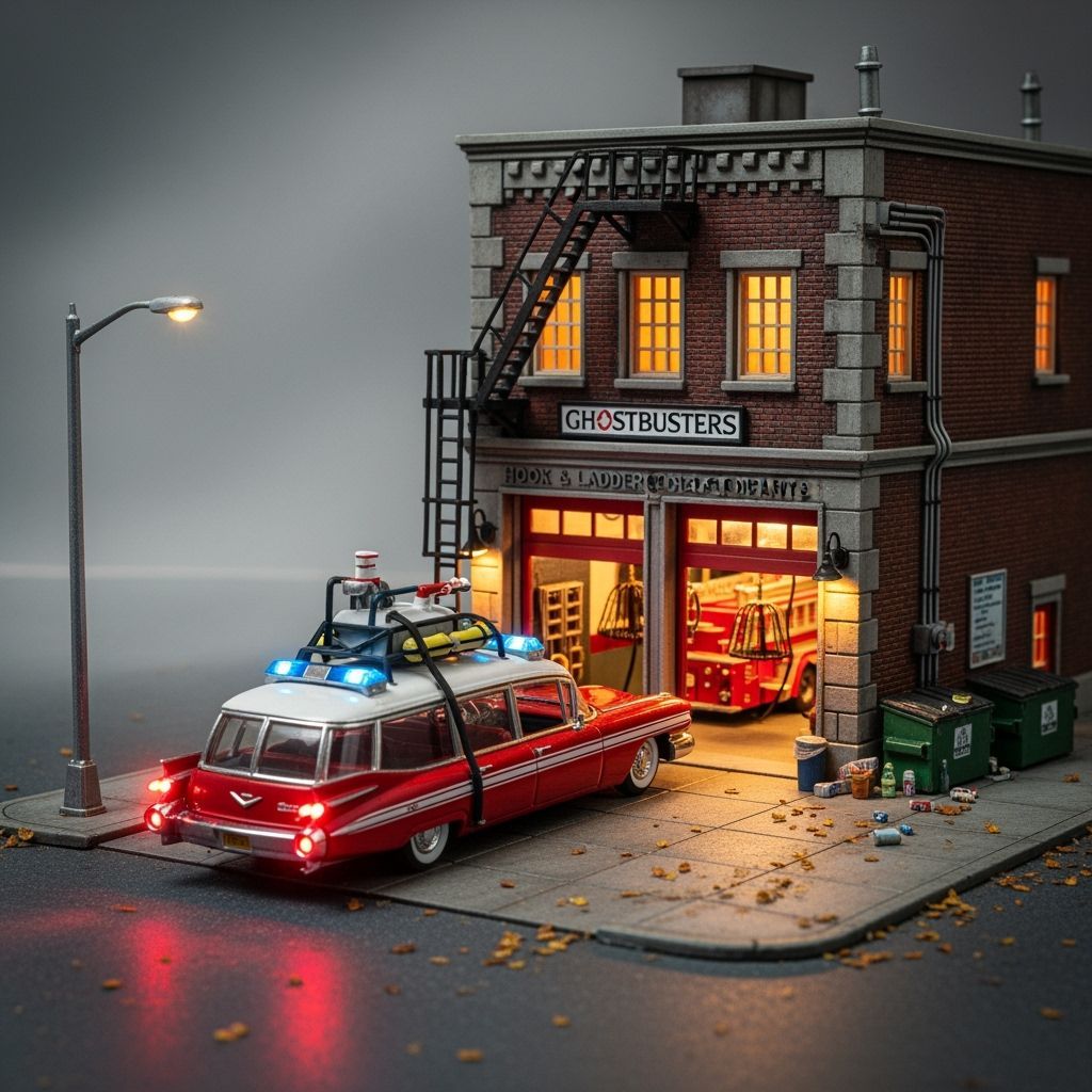 Ghostbusters Fire Station Diorama with Ectomobile