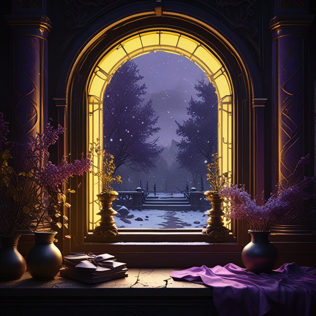 Ethereal Winter Scene in Dark Fantasy Style