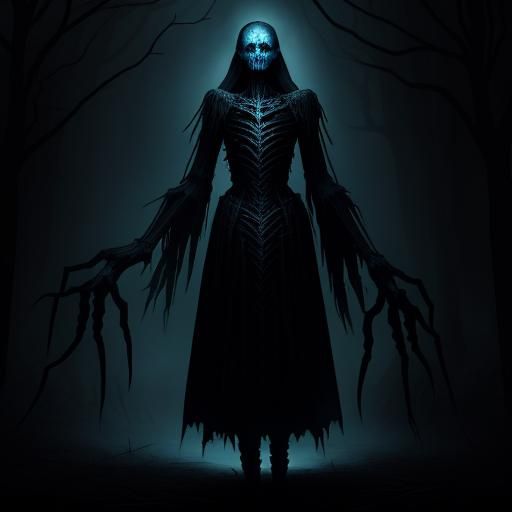 Eerie Forest Scene in Dark Fantastical Realism