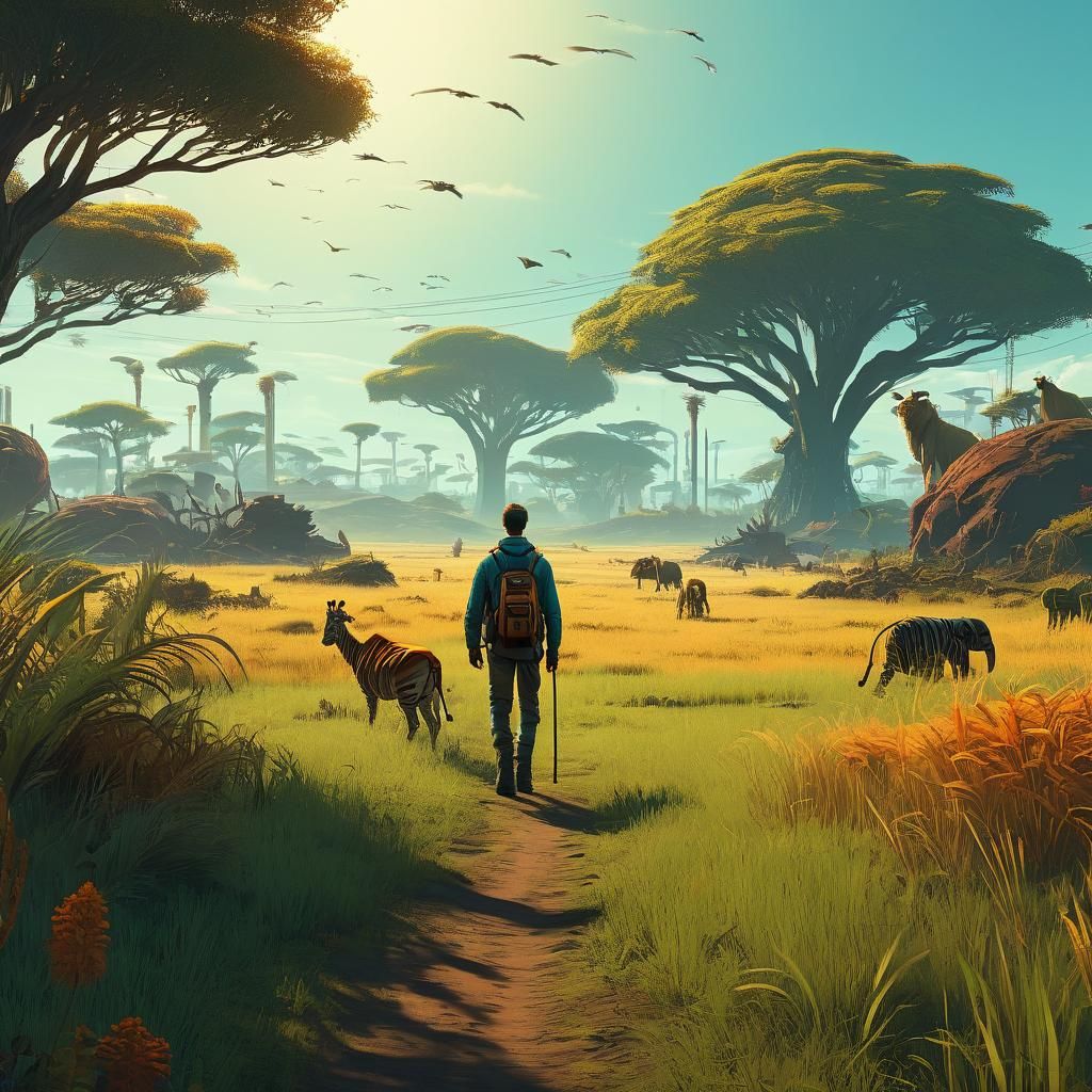 Exotic Animals Roam the Savannah: Concept Art