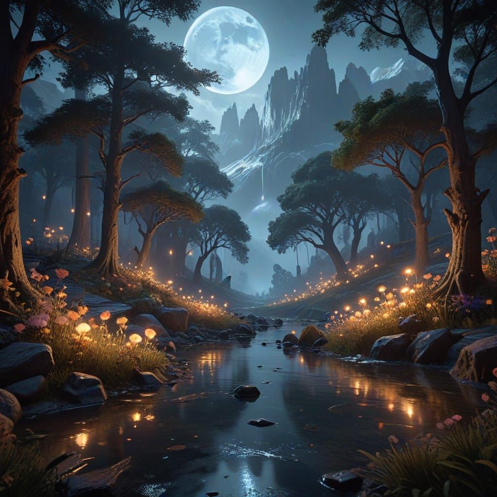 Ethereal Dreamscapes in Vibrant, Animated Style