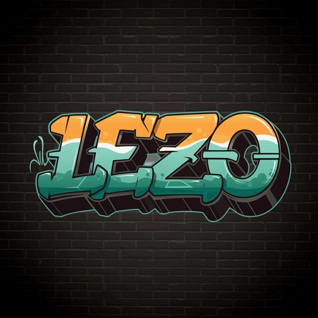 Colorful Graffiti Sign "LEZO" on Brick Wall