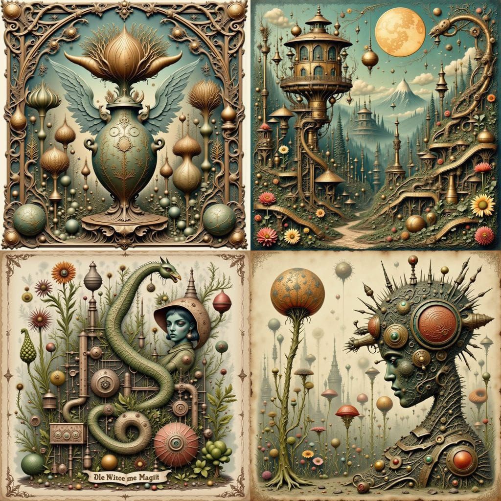 Dystopian Dieselpunk Sculpture: Vintage French Botanical Mag...