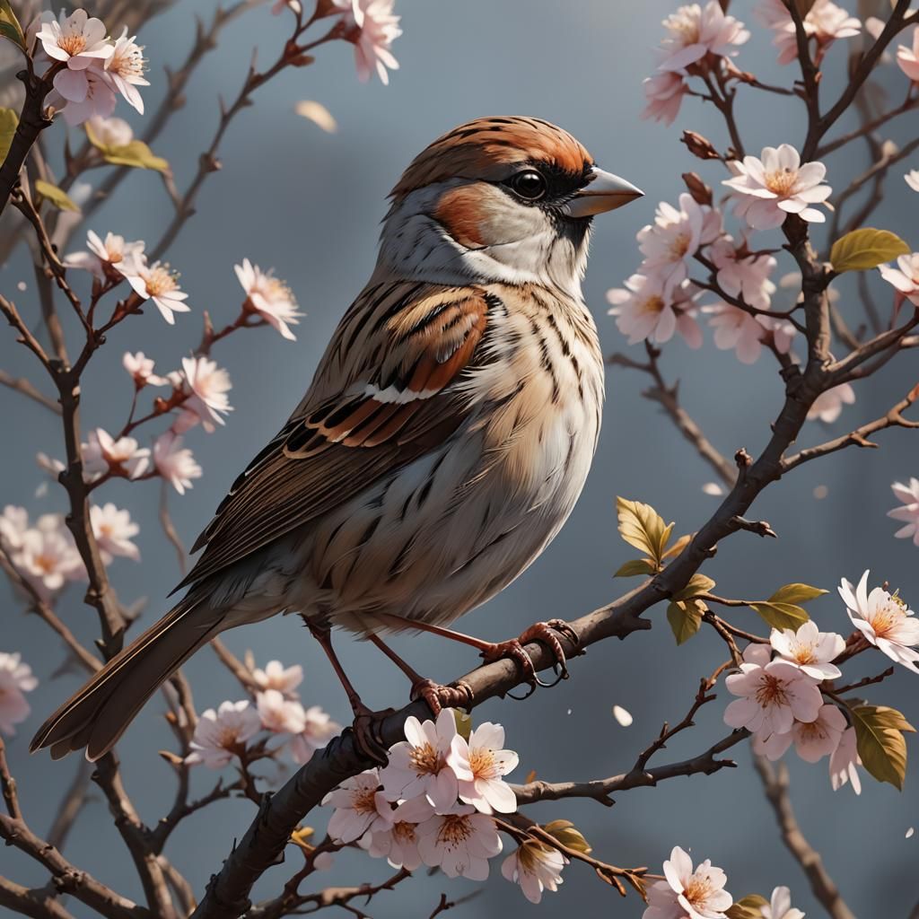 Anime Style 3D Render of a Young Sparrow