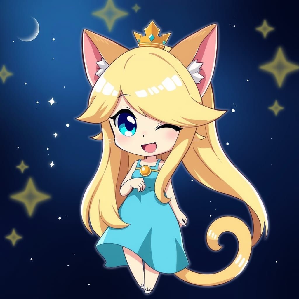 Princess Rosalina as Chibi Catgirl in Anime Style