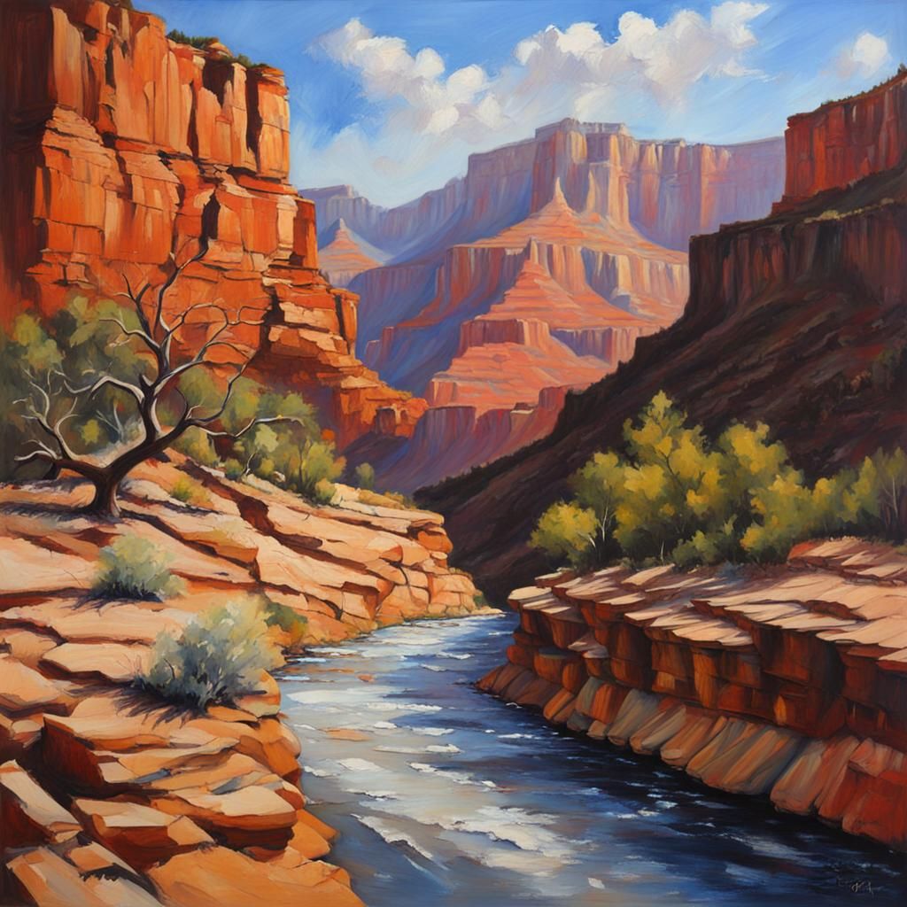 Grand Canyon in Realism and Expressionism Style