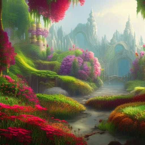 Enchanted Secret Flower Garden Concept Art