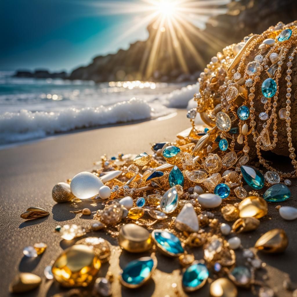 Gems and Gold Treasure Washed Up on Shore