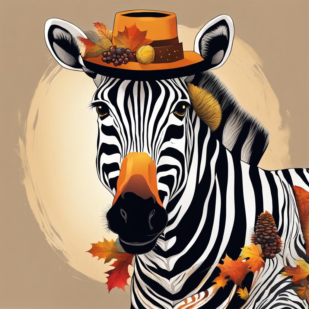 Zebra Pilgrim Costume for Thanksgiving, Abstract Art