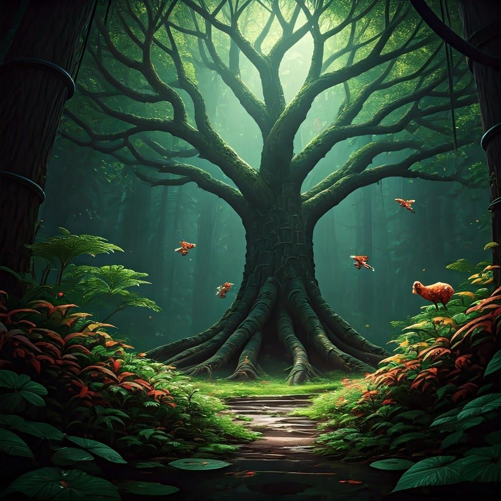 Mechanical Forest with Gears and Cables in Unreal Engine