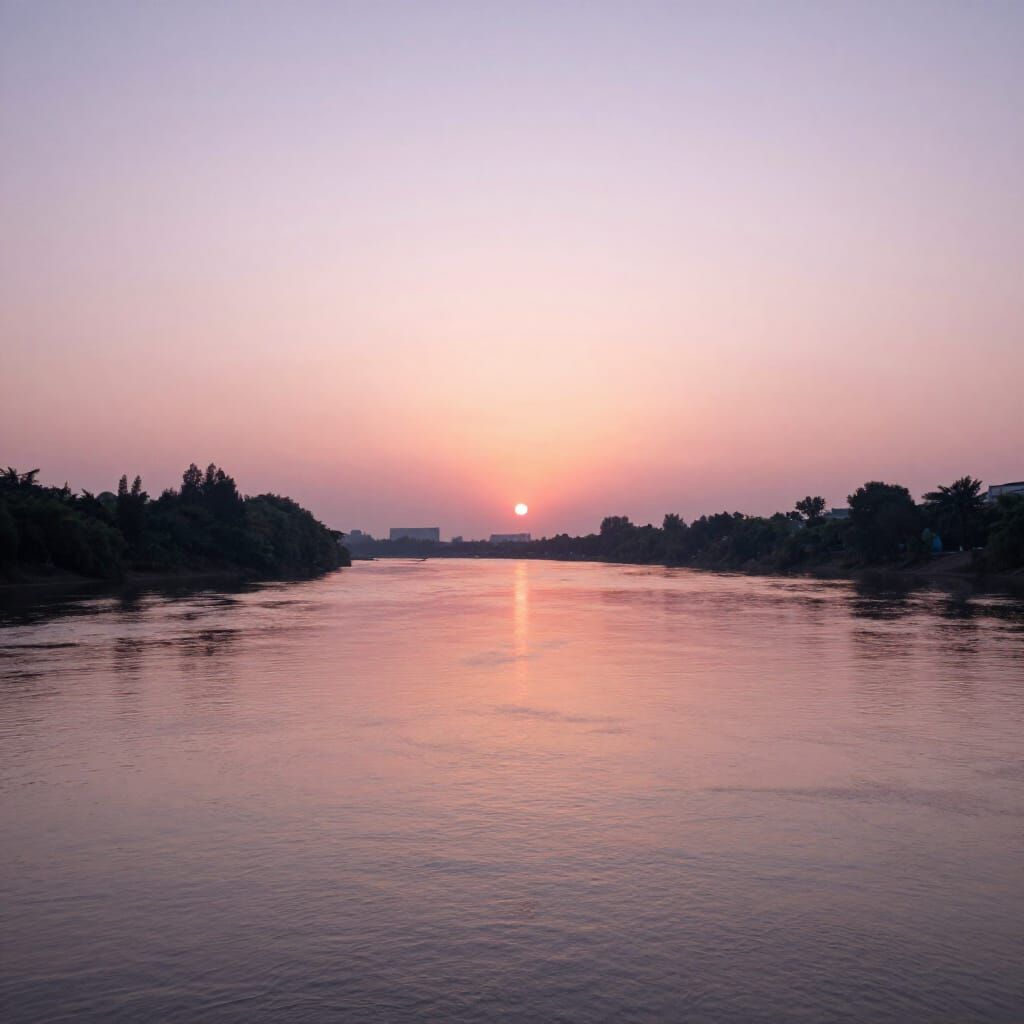 Calm River Sunset with Pastel Colors and Cinematic Lighting