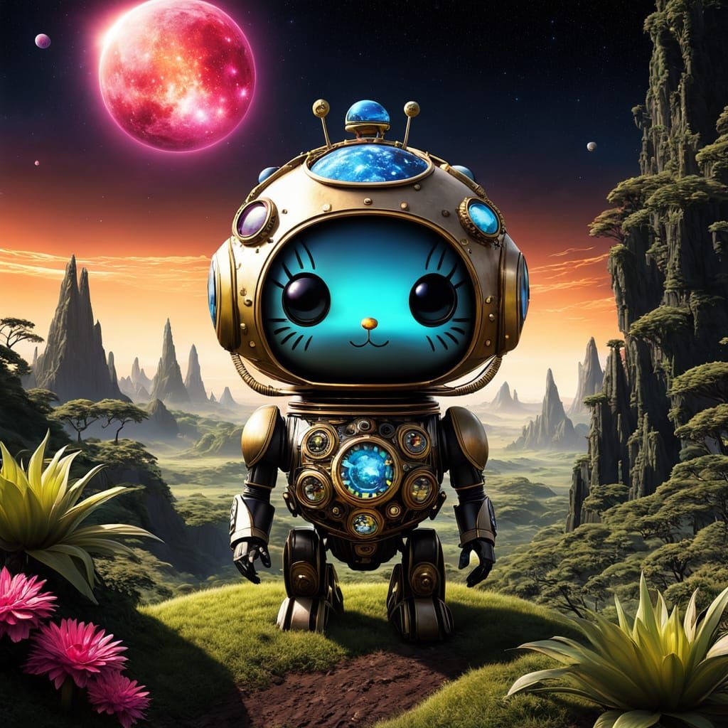 Surreal Steampunk Alien Goddess in Elegant Snaildress