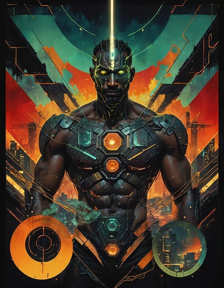 Desi Man in Dystopian Cyberpunk Dreamscape