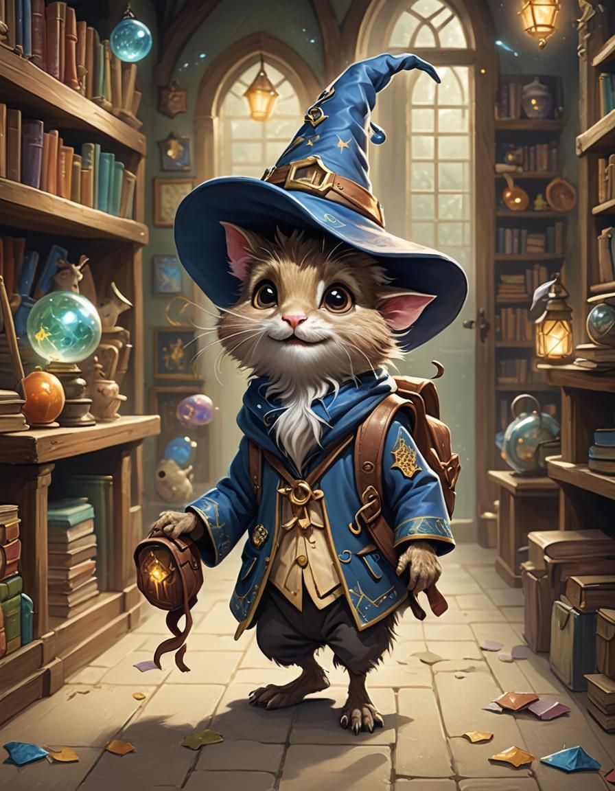 Whimsical Little Wizard Enters Magical Classroom