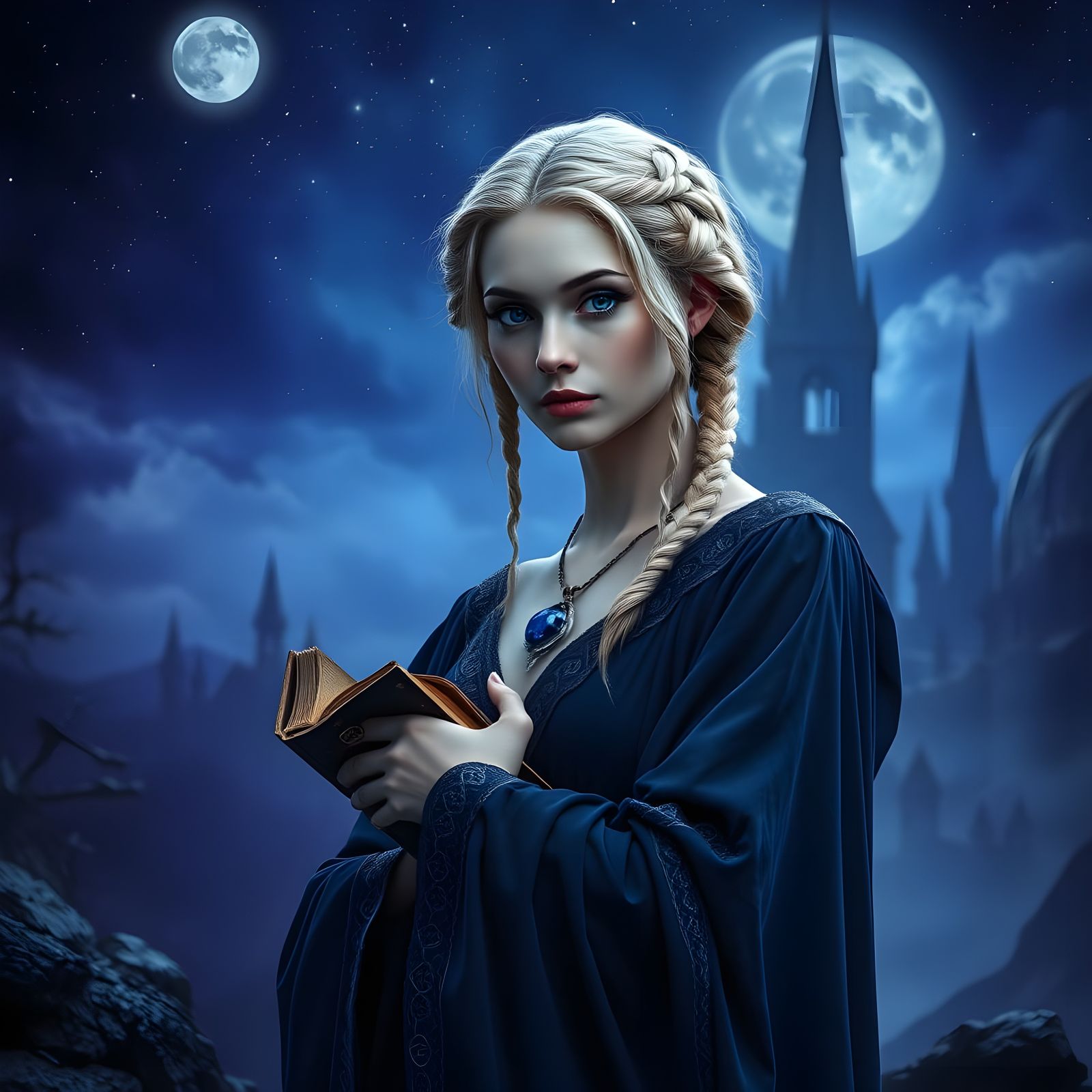 Moonlit Goddess in a Forgotten Castle