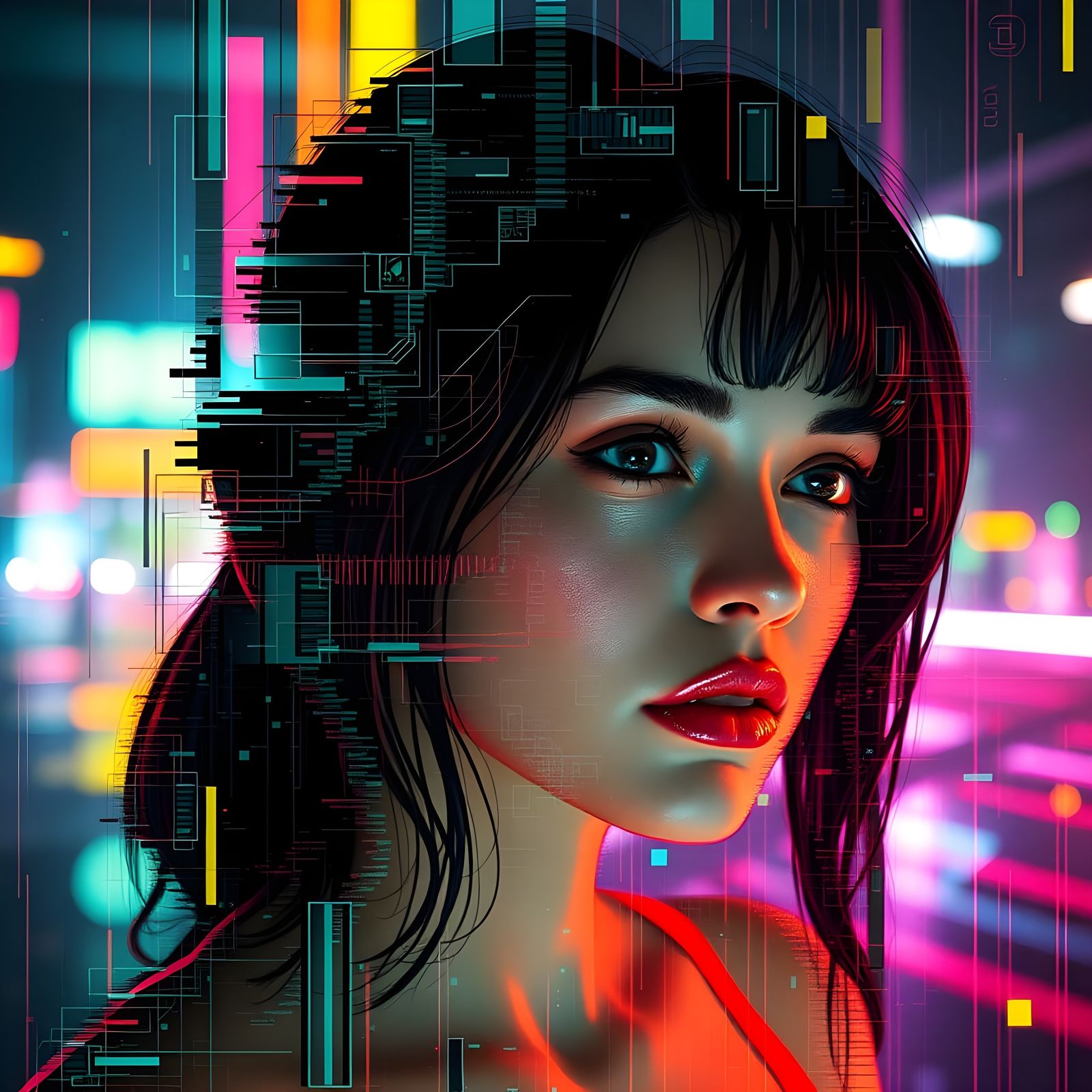 Abstract Geometric Design in Digital Art Style