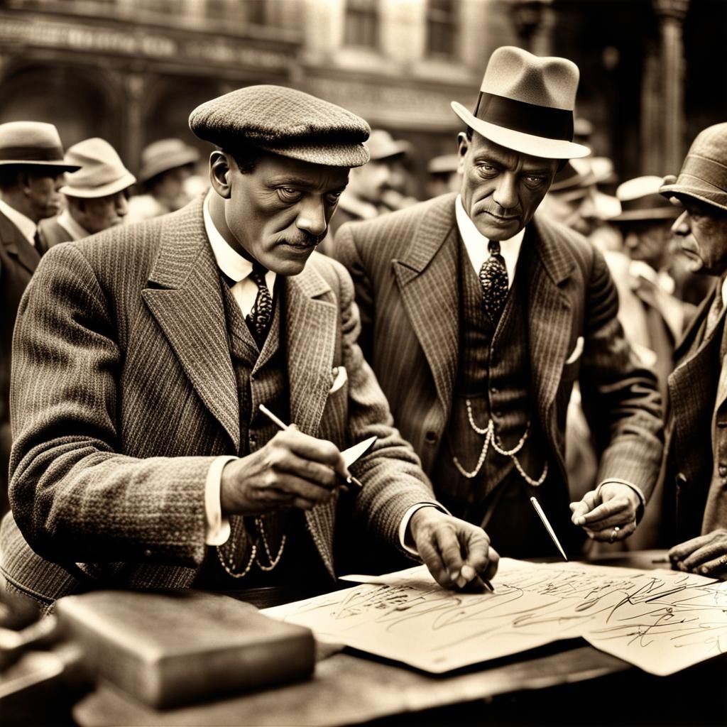1920s Movie Star Signing Autographs in HDR