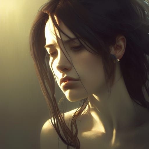 Mourning: Portrait of Loss and Sorrow in Art Nouveau Style