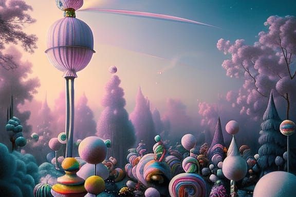 Pastelgoth Winter Fairground with Gigantic Lollipops