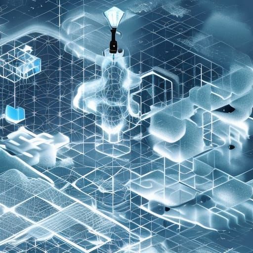 Celestial Cloud Schematics: 3D Scientific Illustration