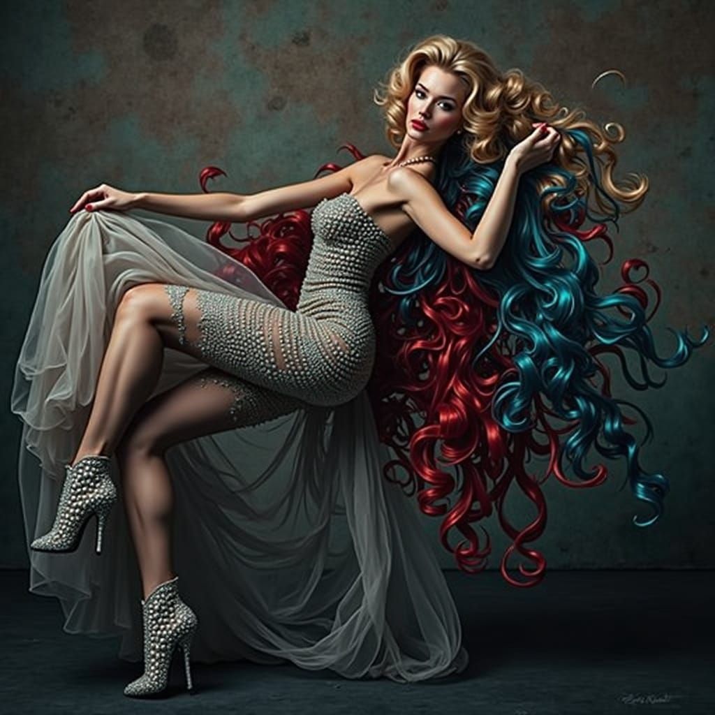 Glamorous Dancer Adorned in Haute-Couture and Jewels