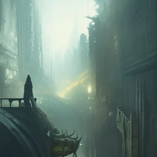 Alex Mercer Digital Painting in Gothic Brutalist Style