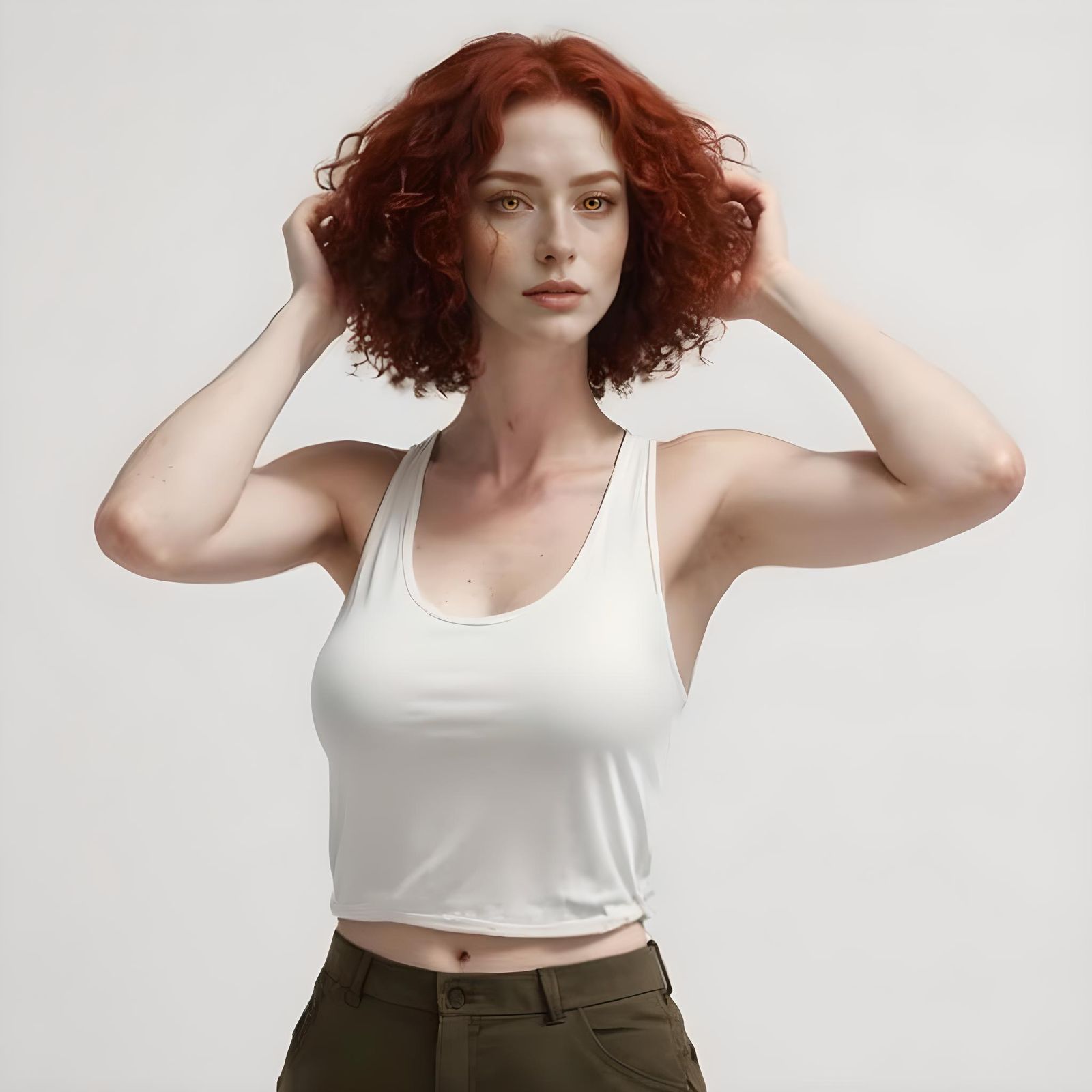 Portrait of a Nervous Young Woman with Red Hair