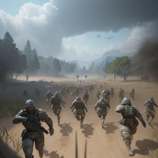 Epic Battlefield Scene in 3D Cinematic Style